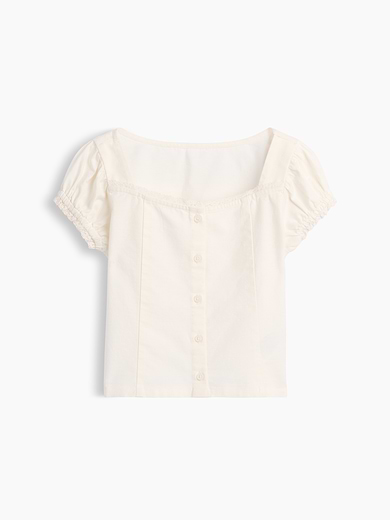 Image number 2 showing, Lace-Trim Button-Front Top