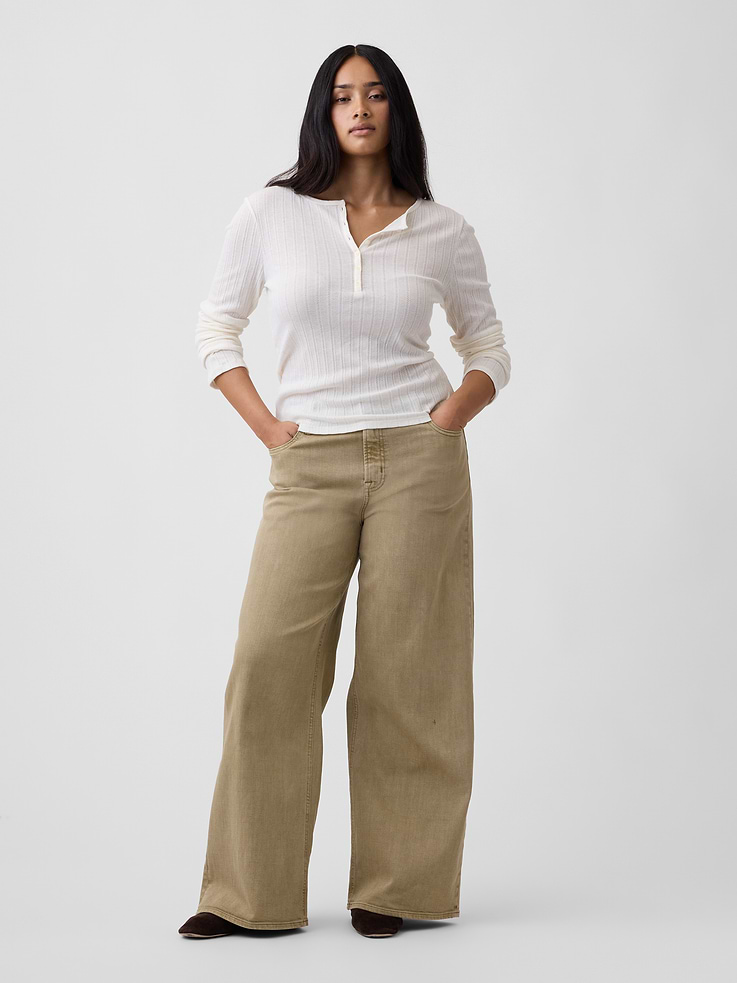 Image number 5 showing, Mid Rise Wide-Leg Jeans