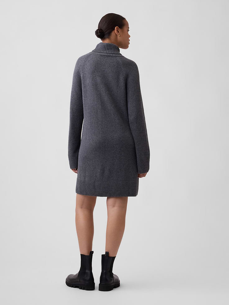 Image 2 of 4, CashSoft Relaxed Turtleneck Mini Dress