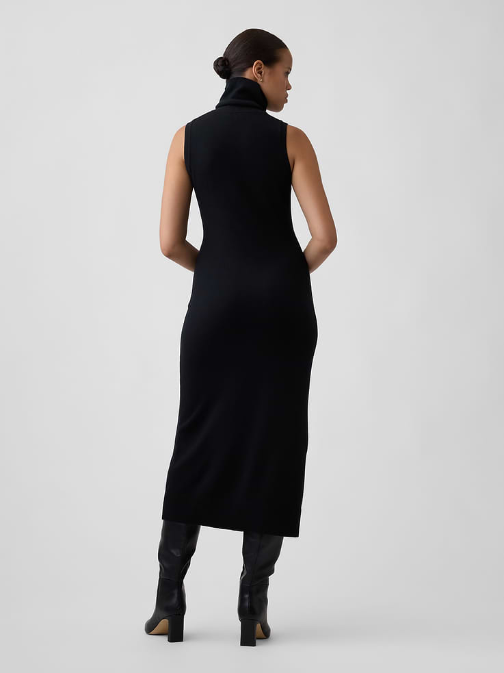 Image number 2 showing, CashSoft Sleeveless Turtleneck Midi Dress