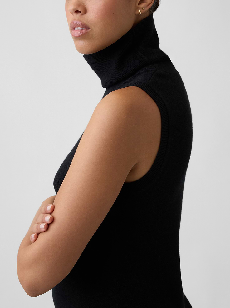Image number 3 showing, CashSoft Sleeveless Turtleneck Midi Dress