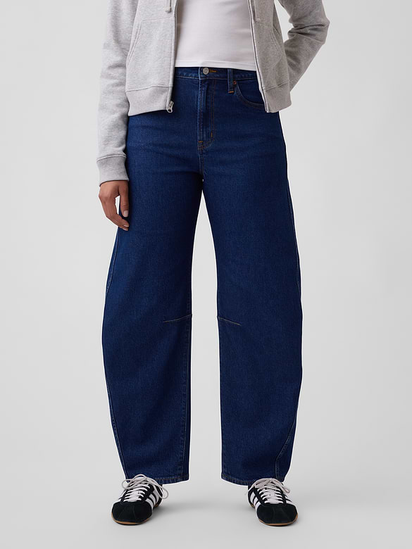 Curvy High Rise Barrel Jeans