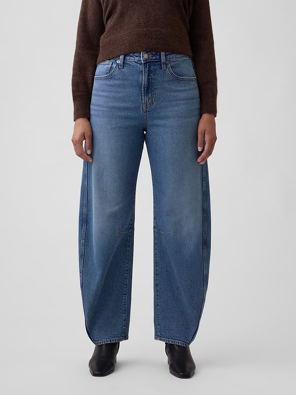 Curvy High Rise Barrel Jeans