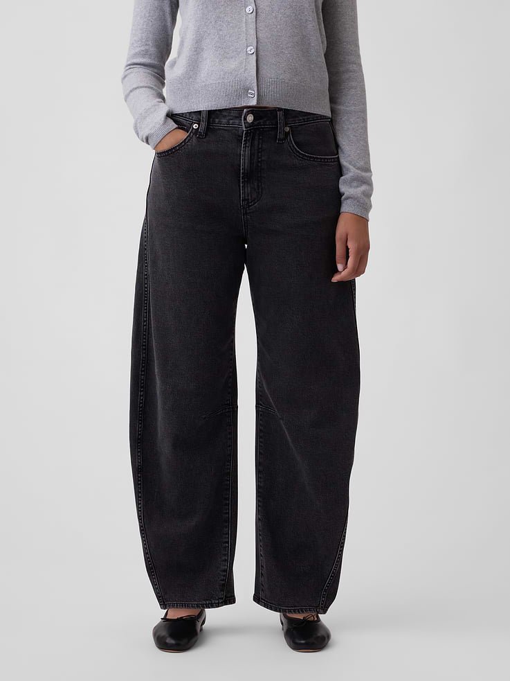 Image number 2 showing, Curvy High Rise Barrel Jeans