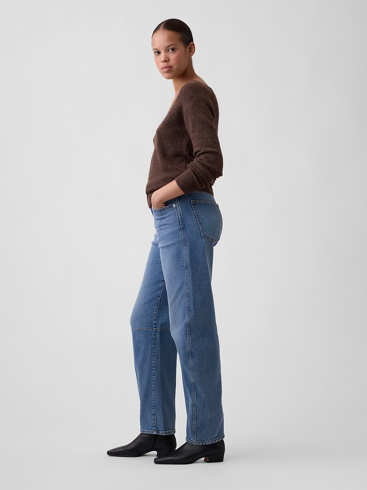 Image number 3 showing, Curvy High Rise Barrel Jeans
