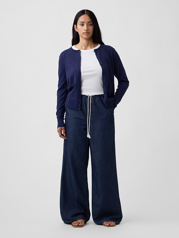 Mid Rise SuperLight Pull-On Wide-Leg Jeans