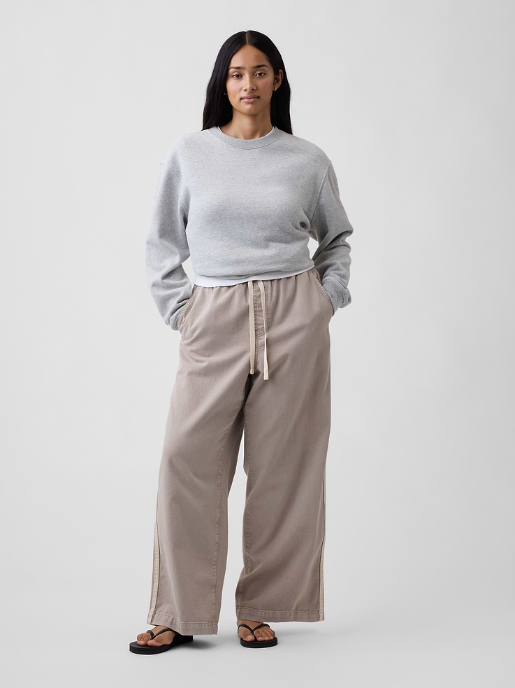 Image number 5 showing, High Rise Pull-On Track-Stripe Wide-Leg Jeans