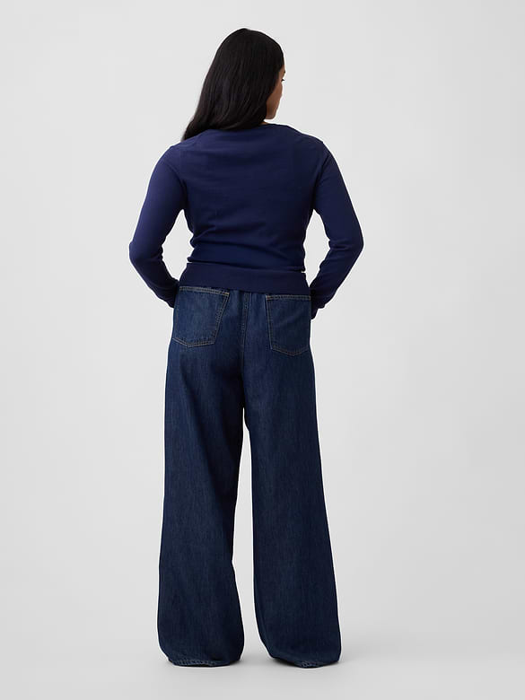 Mid Rise SuperLight Pull-On Wide-Leg Jeans