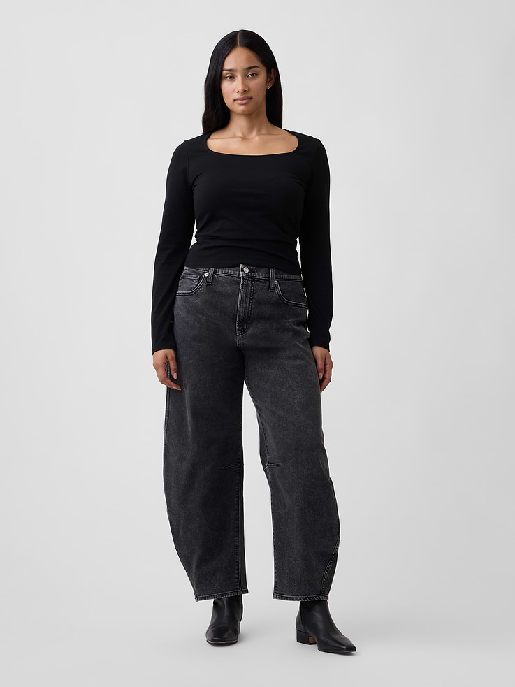 Image number 5 showing, High Rise Barrel Jeans