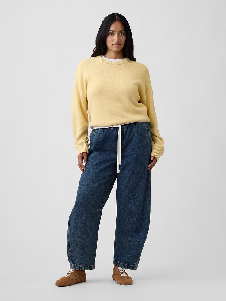Image number 5 showing, Mid Rise SuperSoft Pull-On Barrel Jeans