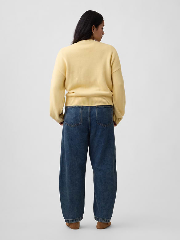 Mid Rise SuperSoft Pull-On Barrel Jeans