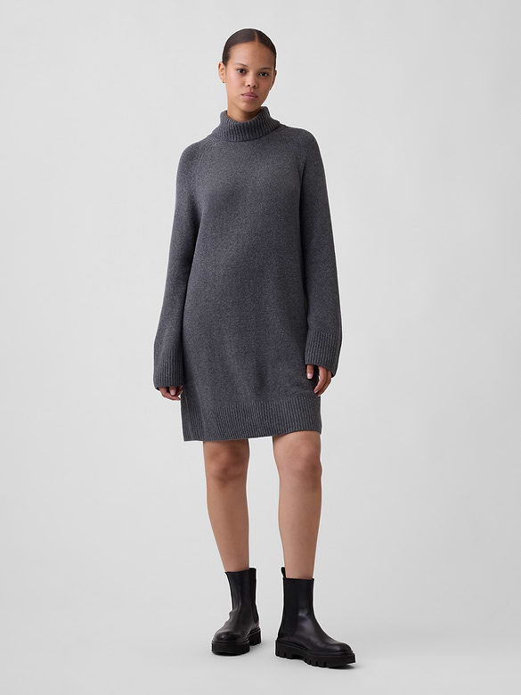 CashSoft Relaxed Turtleneck Mini Dress