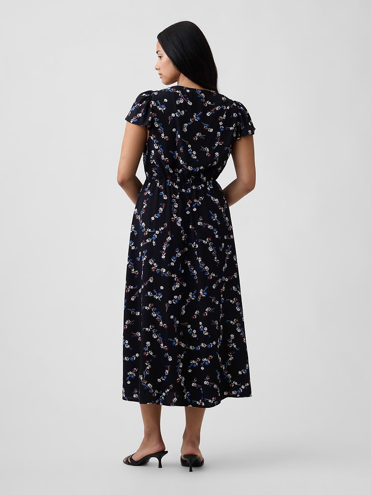 Image number 5 showing, Flutter Sleeve V-Neck Midi Dress