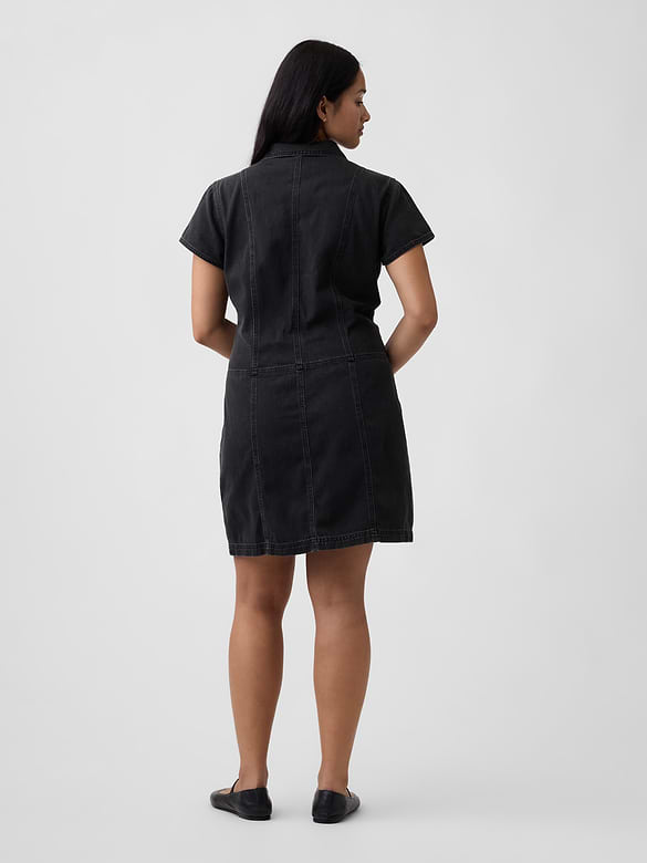 Denim Button-Front Mini Dress