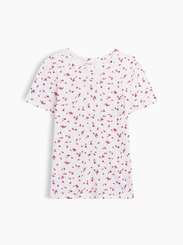 Essential Ribbed Pointelle Crewneck T-Shirt