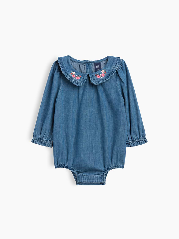 Baby Collared Denim Bodysuit