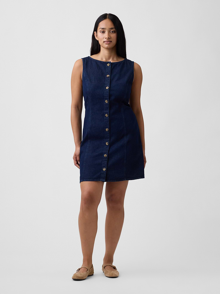 Image number 4 showing, Boatneck Button-Front Mini Dress