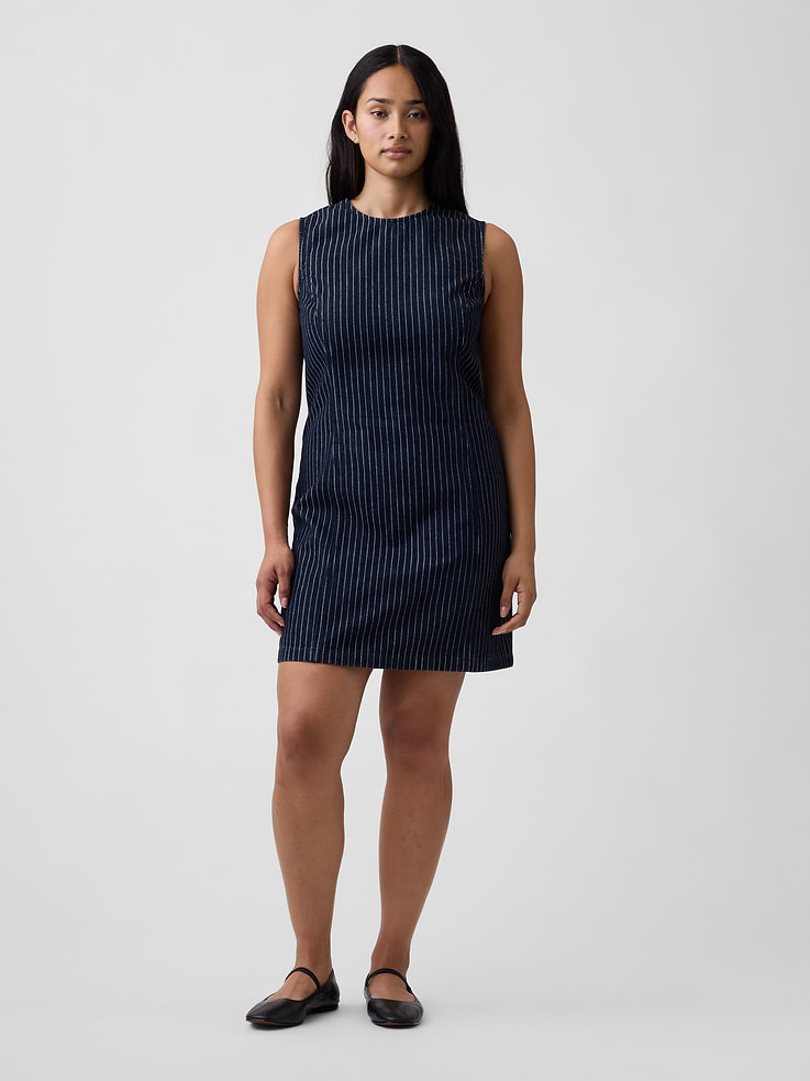 Image number 4 showing, Sleeveless Stripe Denim Mini Dress