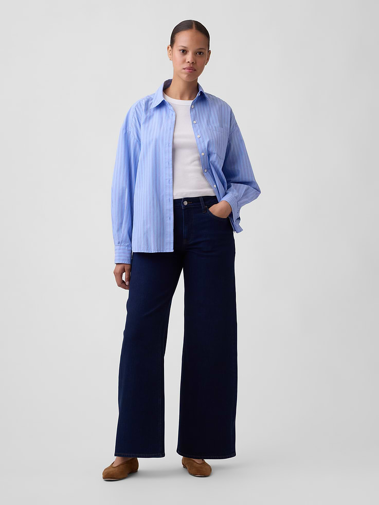 Image number 1 showing, Curvy Mid Rise Wide-Leg Jeans