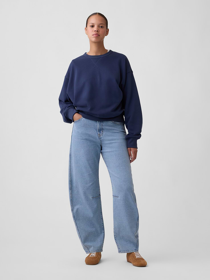 Image number 1 showing, Curvy High Rise Barrel Jeans