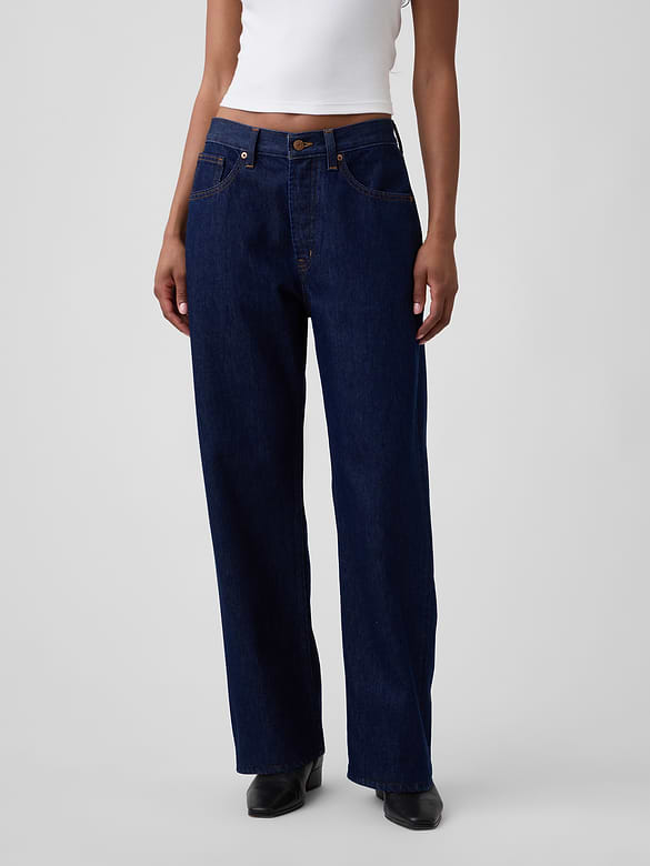 Low Slung Relaxed Straight Jeans