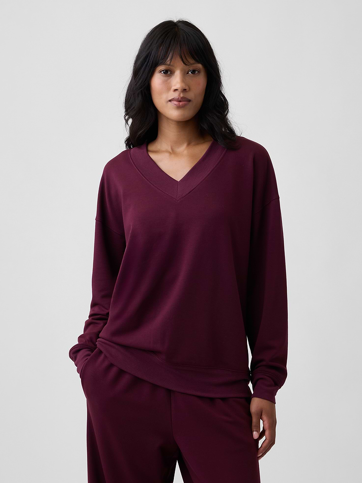 Image number 1 showing, CloudLight Oversized V-Neck Sweatshirt
