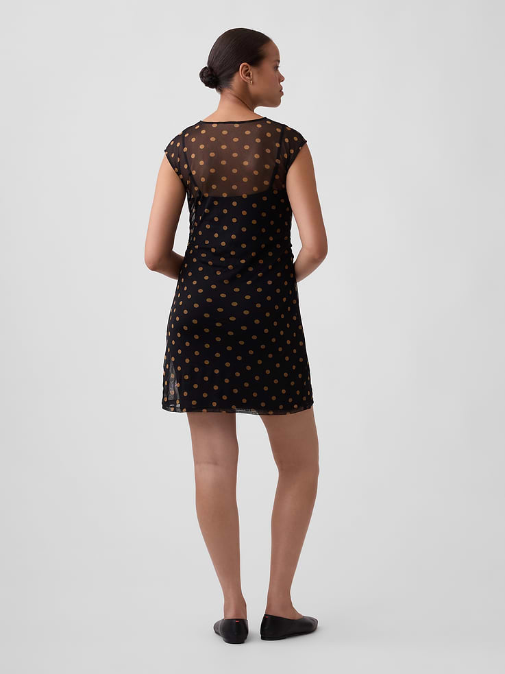 Image 2 of 4, Ruched Mesh Mini Dress