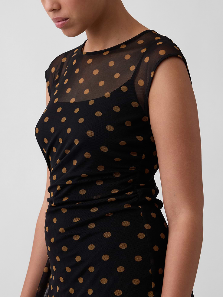 Image 3 of 4, Ruched Mesh Mini Dress