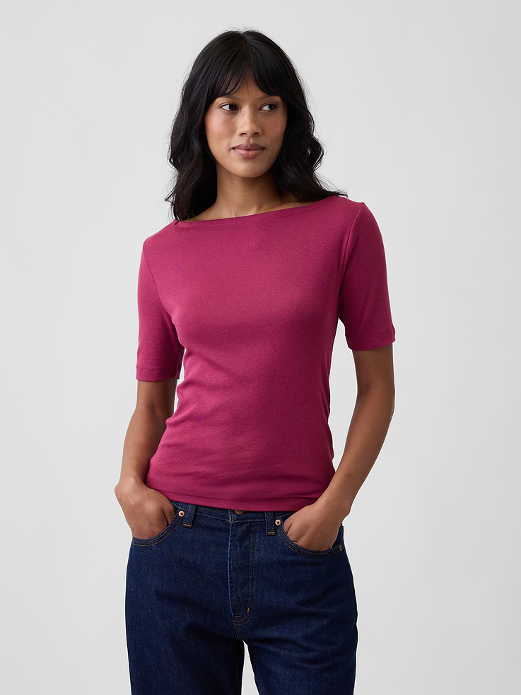 Image number 1 showing, Modern Ribbed Boatneck Top
