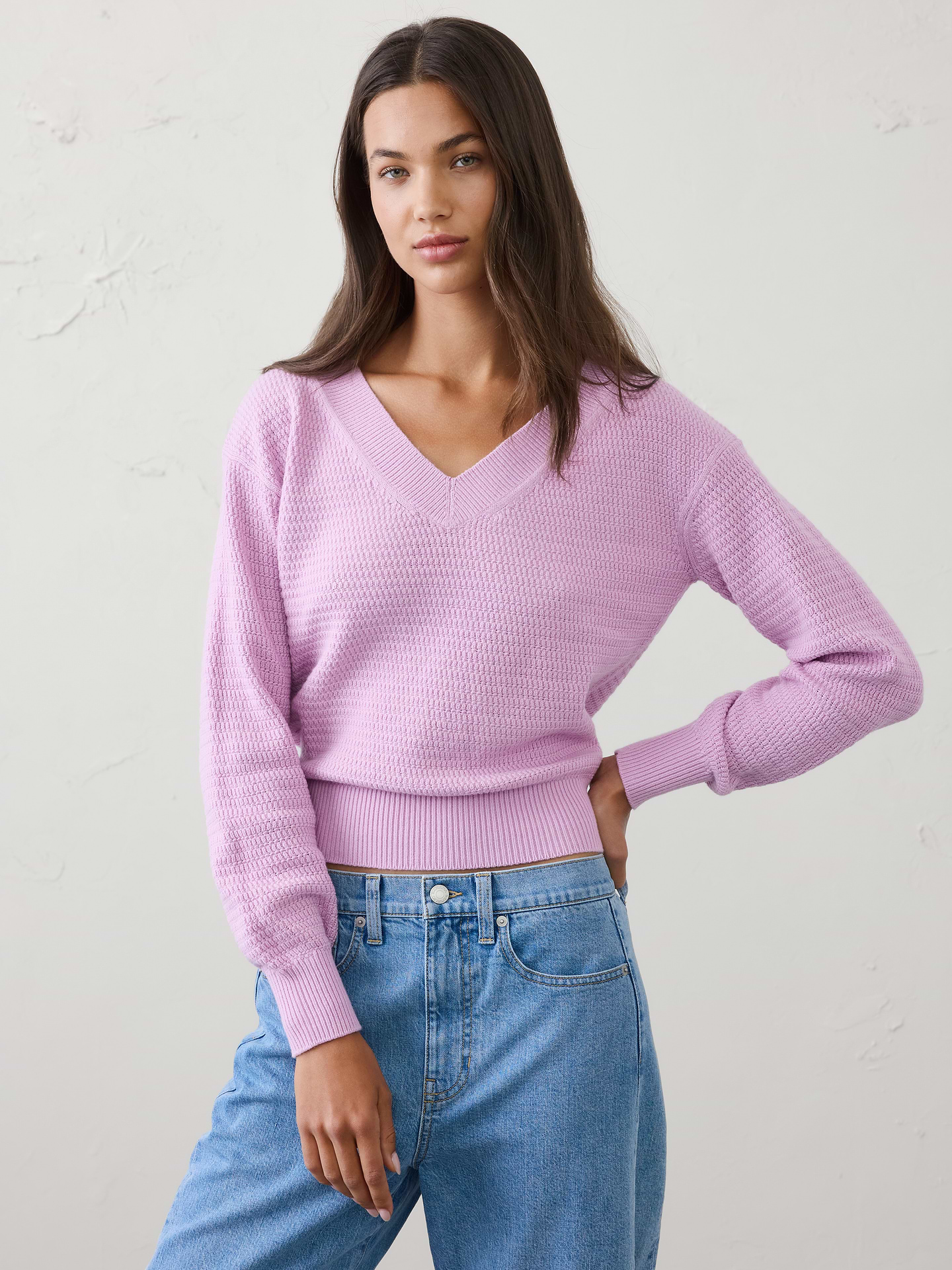 Image number 1 showing, Texture V-Neck Sweater