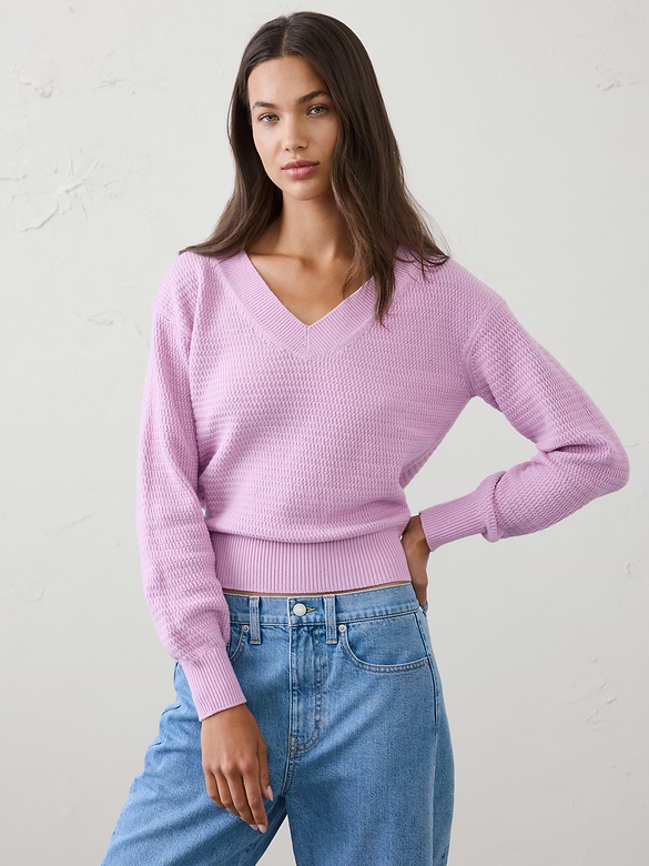 Texture V-Neck Sweater
