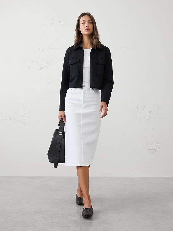 Knit Twill Cropped Jacket