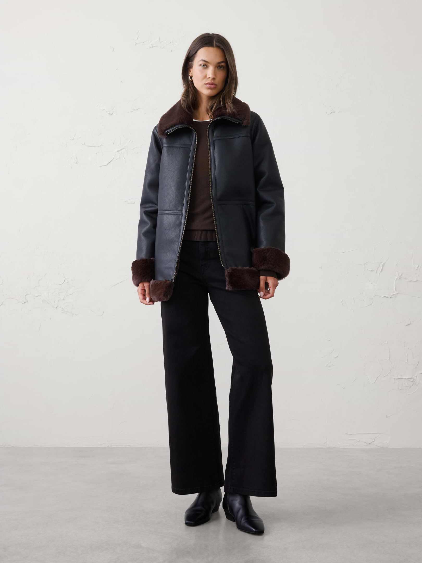 Image number 1 showing, Vegan Leather Fur Jacket