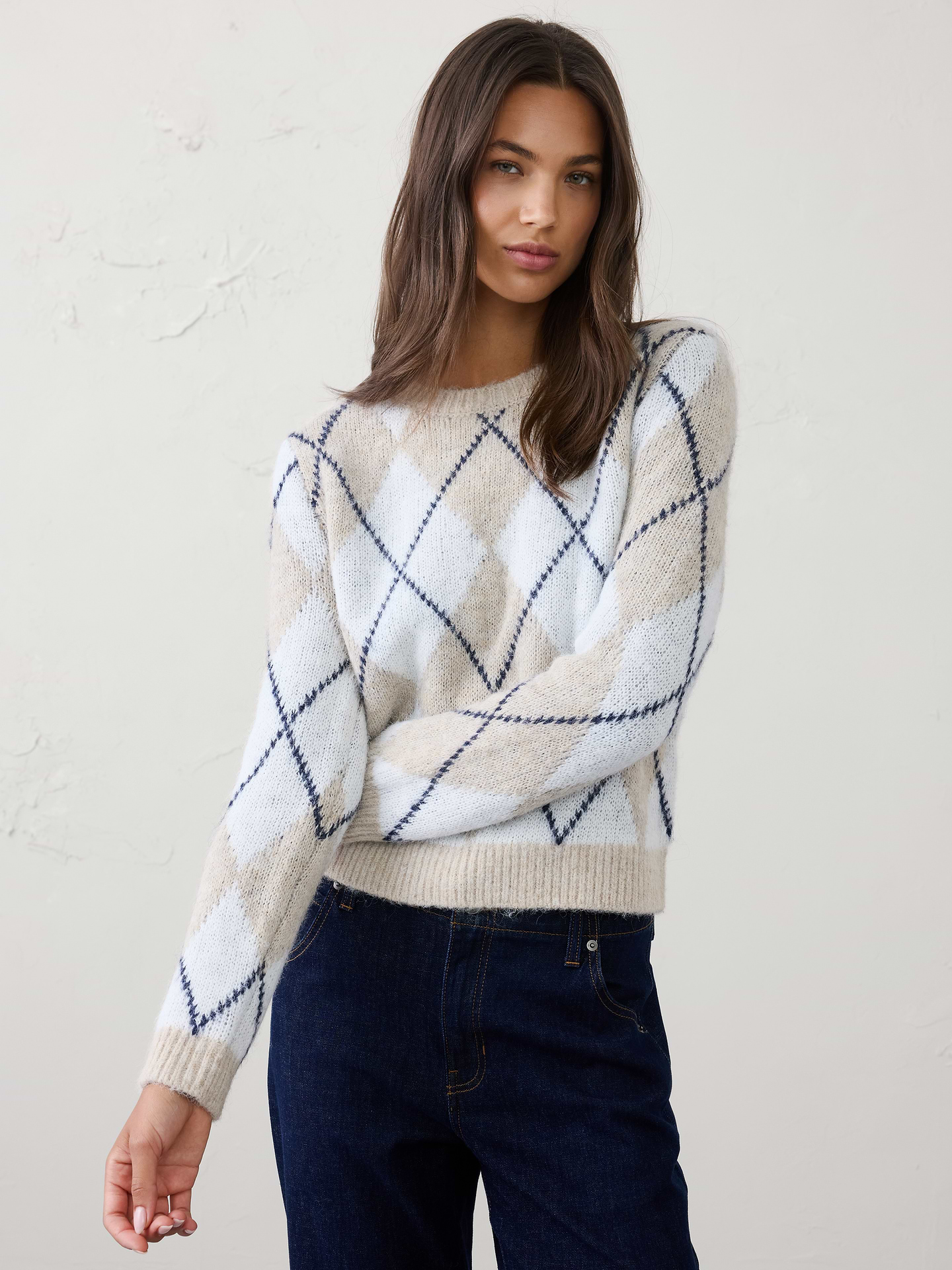Image number 1 showing, Plush Chunky Argyle Sweater