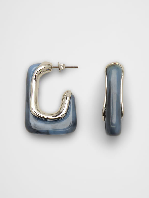 Squared "J" Resin Earrings