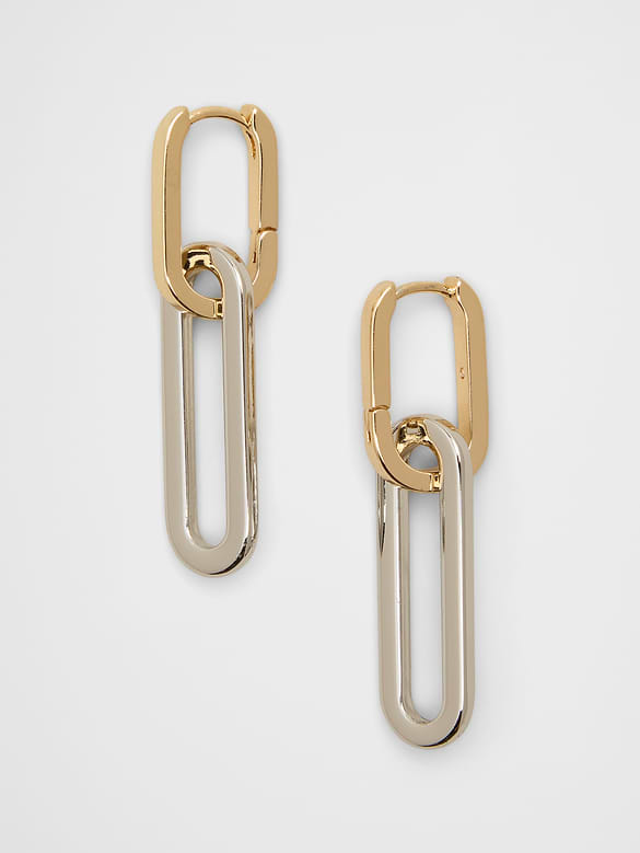 Mixed Metal Paperclip Drop Earrings