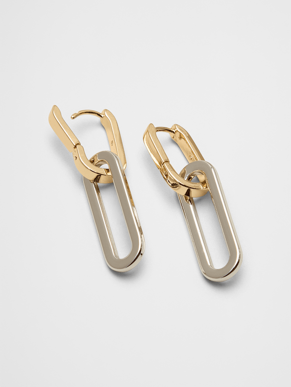 Mixed Metal Paperclip Drop Earrings
