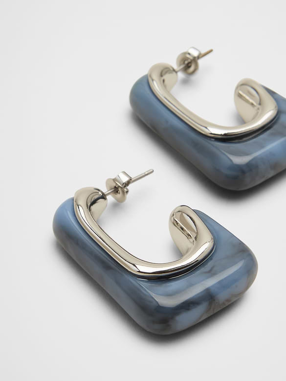Squared "J" Resin Earrings