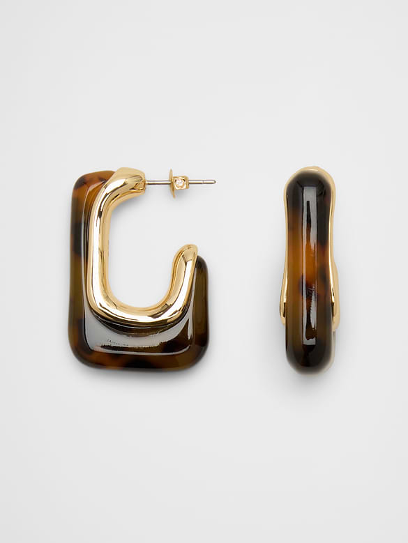 Squared "J" Resin Earrings