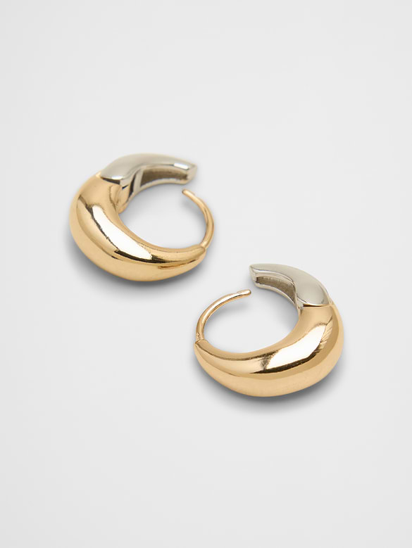 Mixed Metal Huggie Earrings
