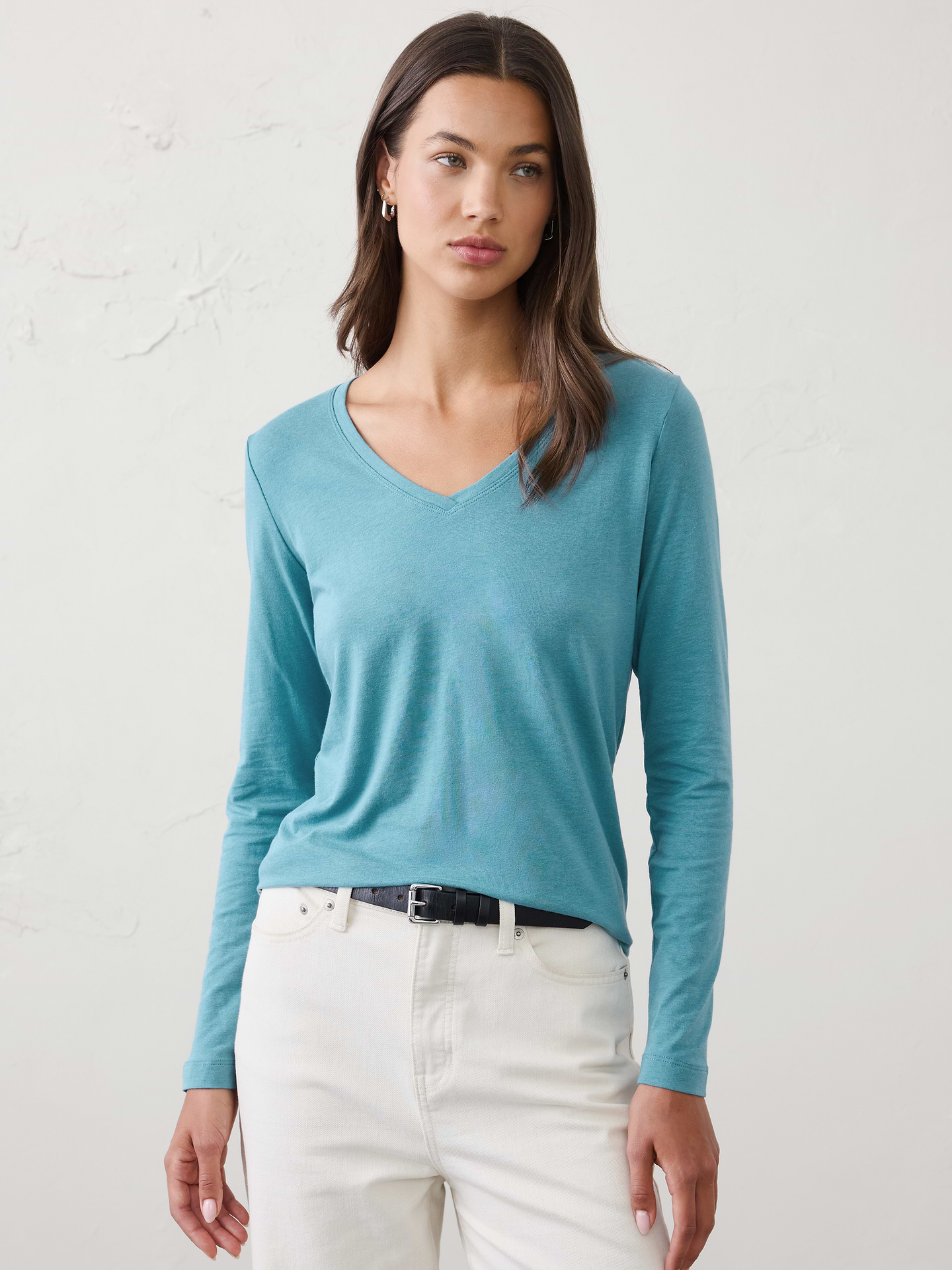 Image number 1 showing, Timeless Long-Sleeve V-Neck T-Shirt