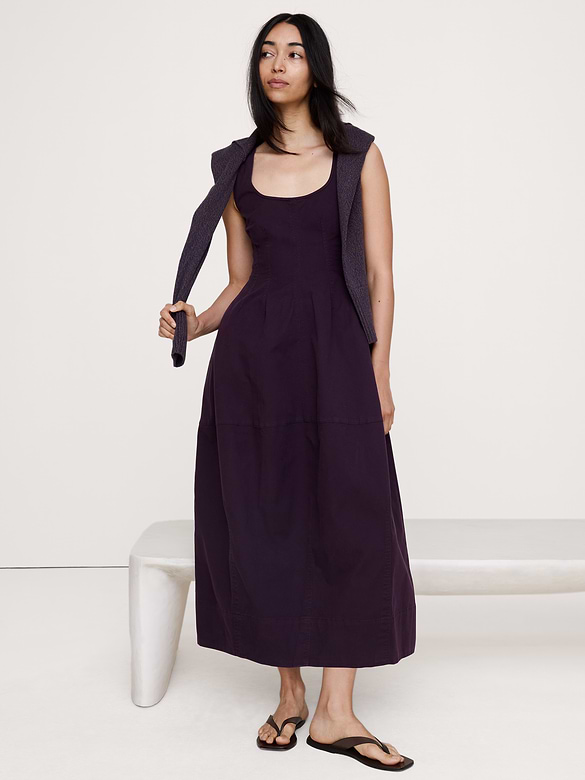 Stretch-Cotton Barrel Midi Dress