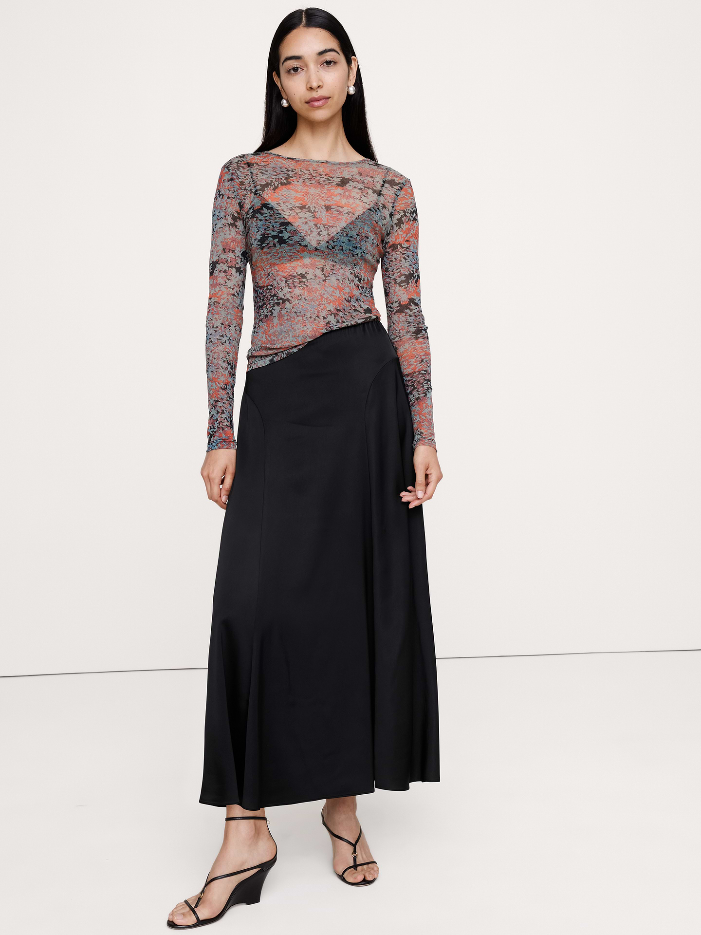 Image number 1 showing, Stretch-Satin Maxi Skirt