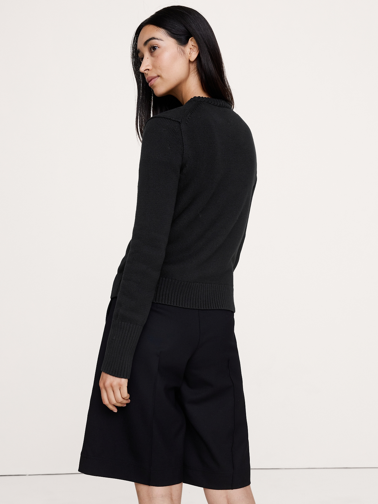 Larkspur Cotton-Silk Crew-Neck Sweater | Banana Republic