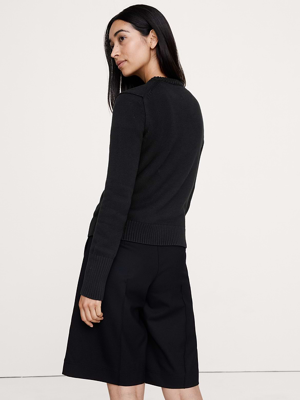 Larkspur Cotton-Silk Crew-Neck Sweater