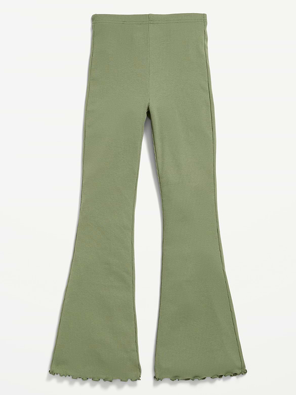 High-Waisted Ribbed Flared Leggings for Girls