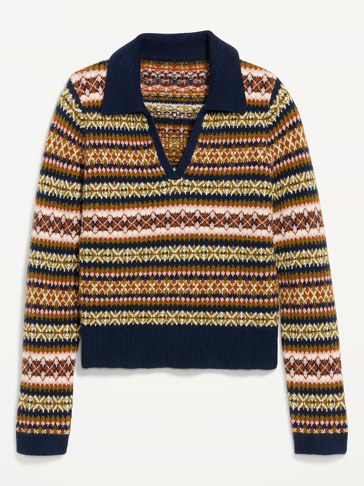 Image 4 of 5, SoSoft Split-Neck Collar Long-Sleeve Sweater