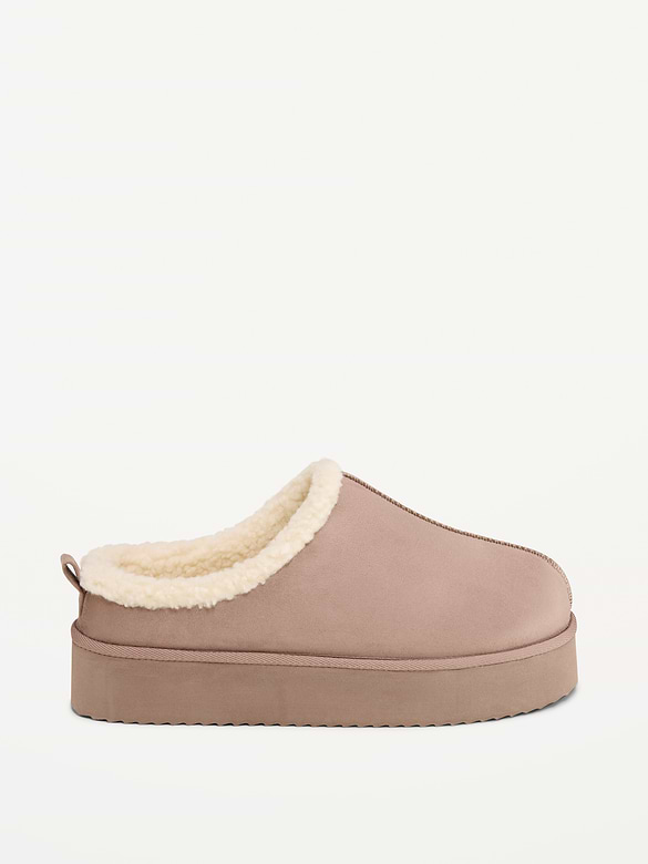 Faux-Suede Platform Mule Clogs for Women