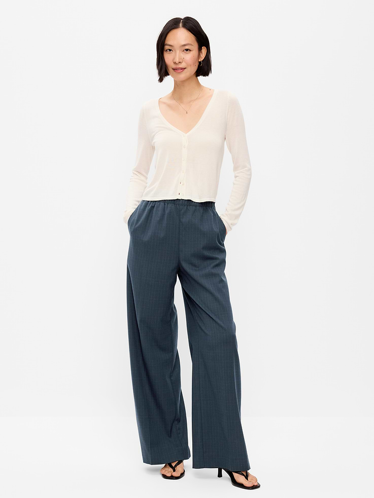 Image number 1 showing, High-Waisted Wide-Leg Trouser