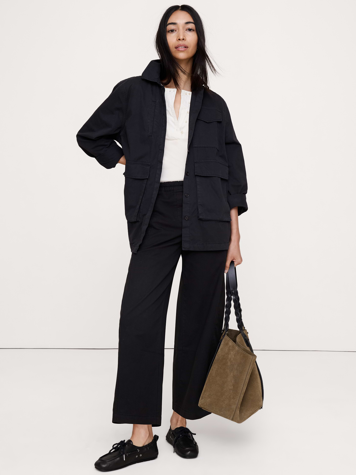 L'image numéro 1 présente Pantalon de peintre décontracté à taille mi-basse extensible